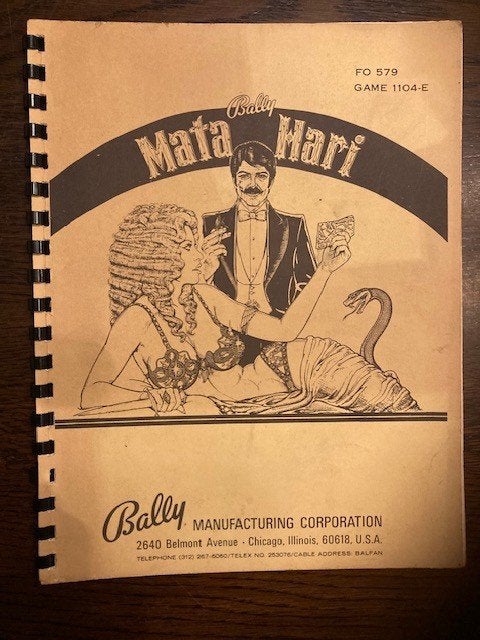 BALLY MATA HARI MANUAL, Verzamelen, Automaten | Flipperkasten, Elektronisch, Bally, Ophalen of Verzenden, Zo goed als nieuw