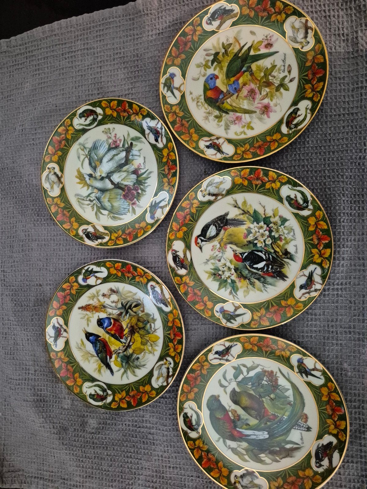 Porseleinen Wandborden Prachtvolle Vögel 1994 Ursula Band, Ophalen of Verzenden