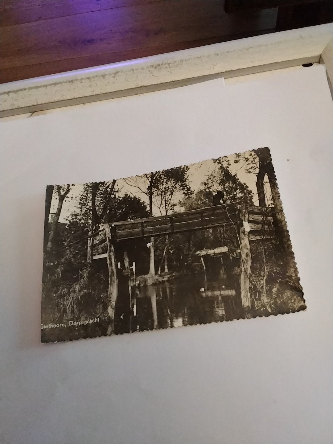 Oude Ansichtkaart Giethoorn, Dorpsgracht - Zwart-wit, Ophalen of Verzenden, 1940 tot 1960, Gelopen, Overijssel