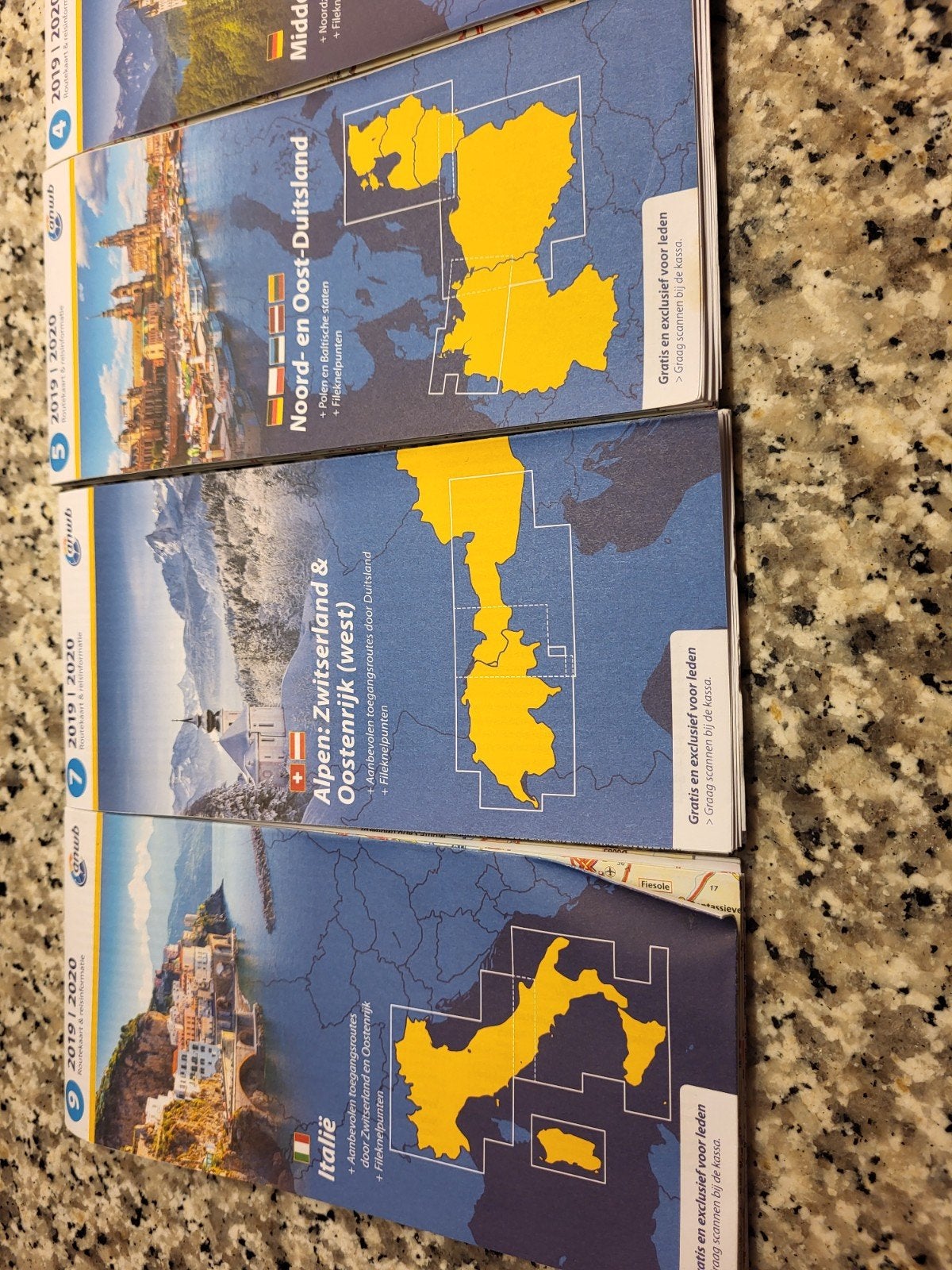 4 ANWB Routekaarten 2019/2020 - Europa, ANWB, 2000 tot heden, Italië, Ophalen of Verzenden
