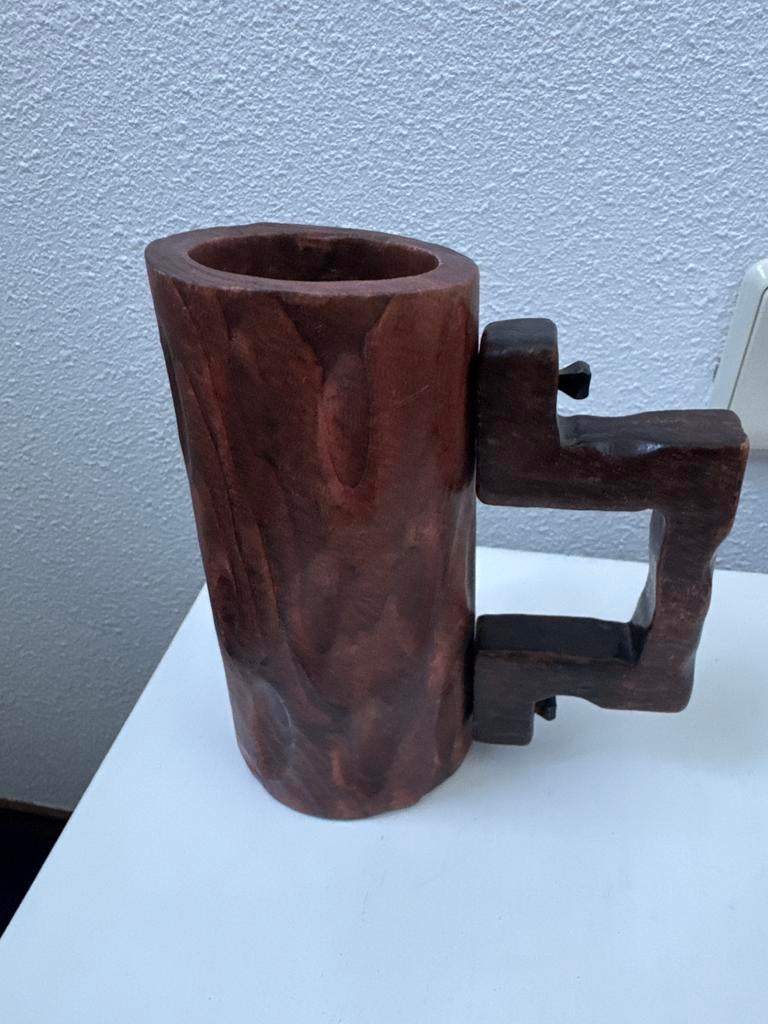 Unieke handgemaakte houten bierpul, Ophalen of Verzenden, Gebruikt