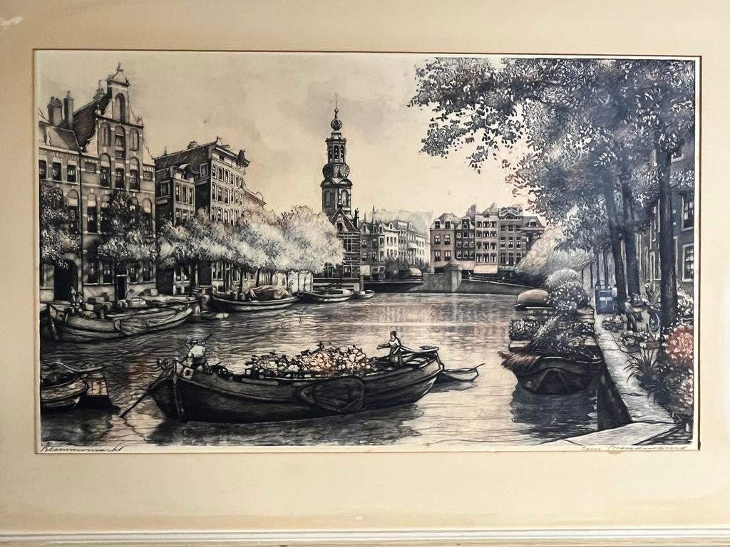 Cornelis Brandenburg, Bloemenmarkt, Amsterdam, Antiek en Kunst, Ophalen