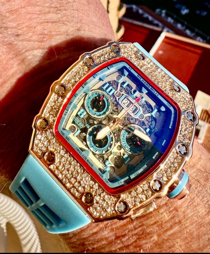 RM 11-03 Sceleton Chronograaf ICED-OUT briljant., Sieraden, Tassen en Uiterlijk, Horloges | Heren, Overige merken, Overige materialen