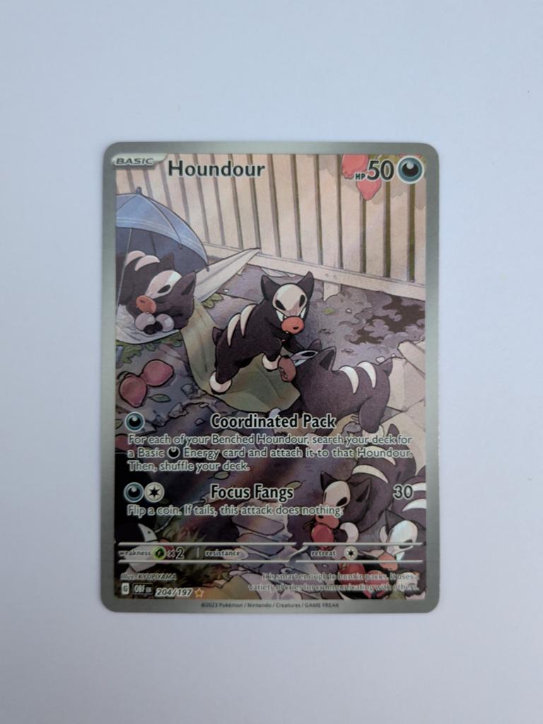 Houndour 204/197 Obsidian Flames PackFresh Pokémon Kaart, Ophalen of Verzenden, Nieuw, Losse kaart