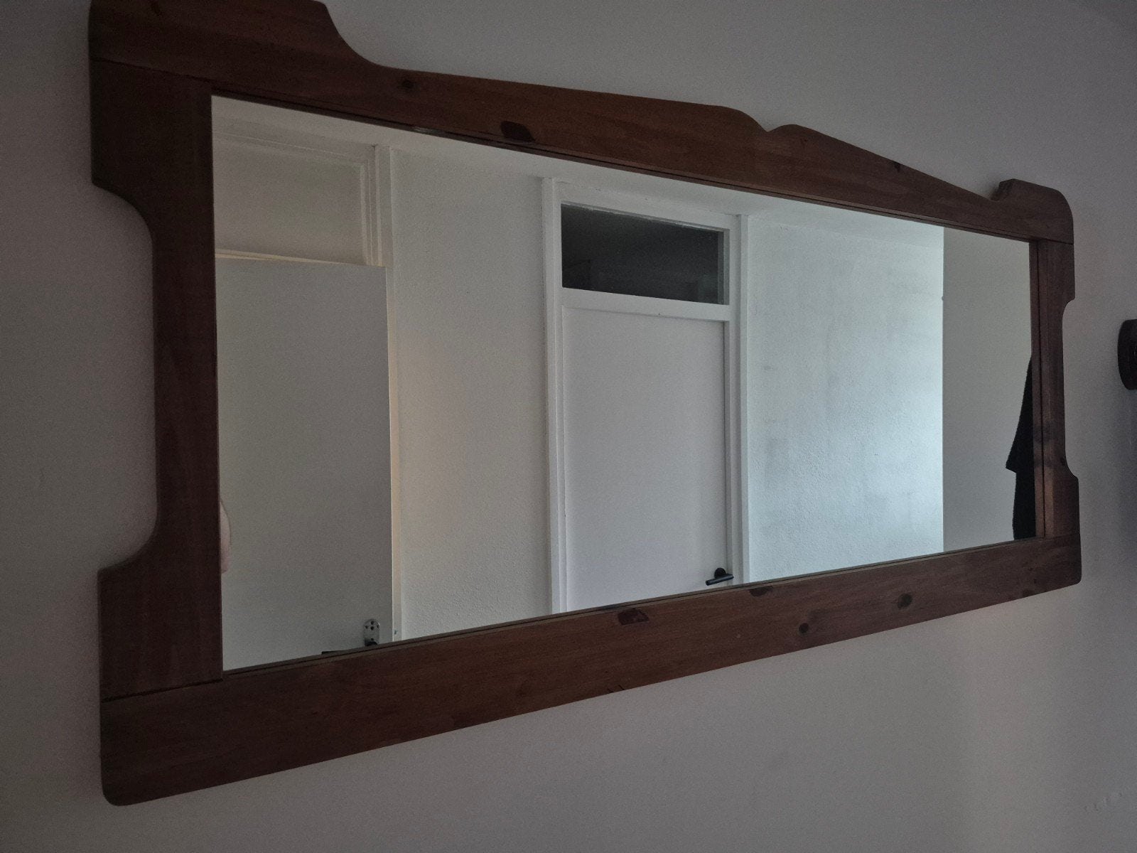 Mooie grote teakhouten spiegel, Ophalen, 125 cm of meer, Zo goed als nieuw, Minder dan 100 cm