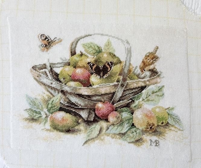 Borduurpatroon Lanarte Marjolein Bastin 34261 Mand + appels, Ophalen of Verzenden, Zo goed als nieuw, Handborduren, Patroon