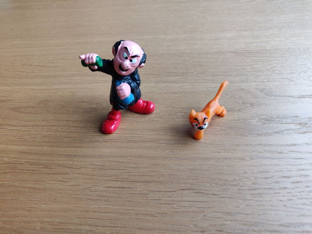 Smurfen: Gragamel en Azraël Schleich, Ophalen of Verzenden, Zo goed als nieuw, Gargamel, Poppetje, Figuurtje of Knuffel