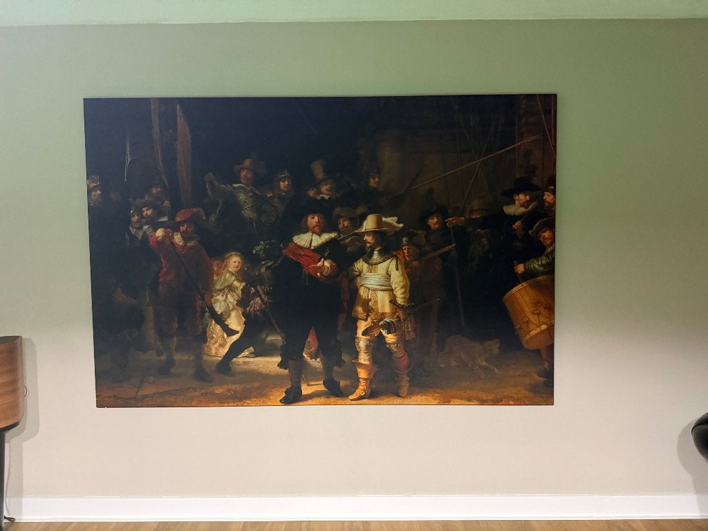 XXL Rembrandt Nachtwacht schilderij + baklijst twv 350 euro, Nieuw, 125 cm of meer, Ophalen of Verzenden, Schilderij