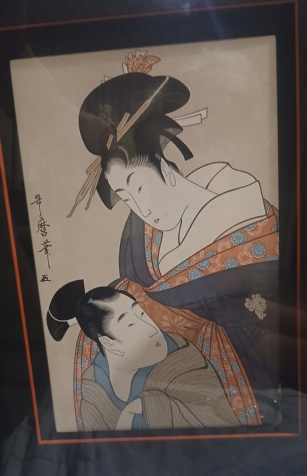 Kitagawa Utamaro Ukiyo-e Houtsnede, Antiek en Kunst, Schilderij, Ingelijst, Ophalen of Verzenden, Papier/karton