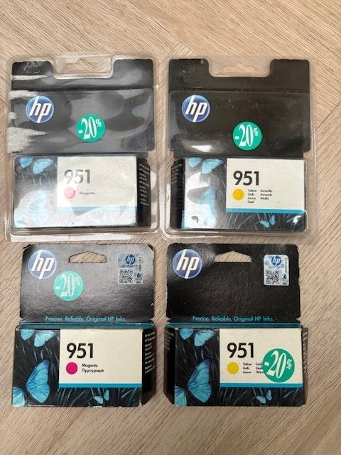 4 stuks cartridges HP 951 yellow en magenta in dichte doosje, Ophalen of Verzenden, Nieuw, Cartridge, HP (ORIGINEEL)