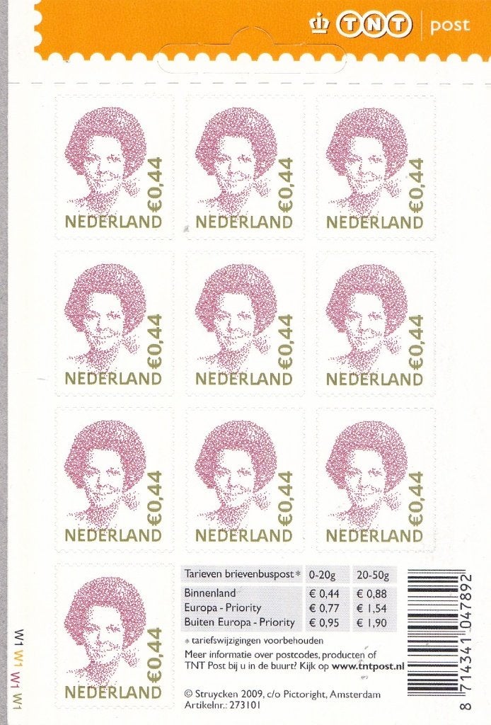 Koningin Beatrix – logo TNT – W1W1W1W1 – Vb2467A, Ophalen of Verzenden, Na 1940, Postfris