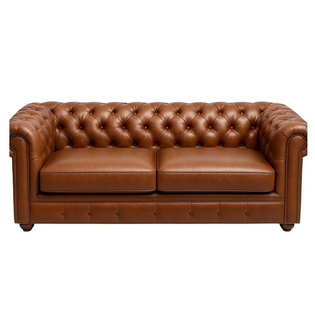 Luxe Chesterfield Sofa - Bruin PU Leer, Verzenden, Zo goed als nieuw