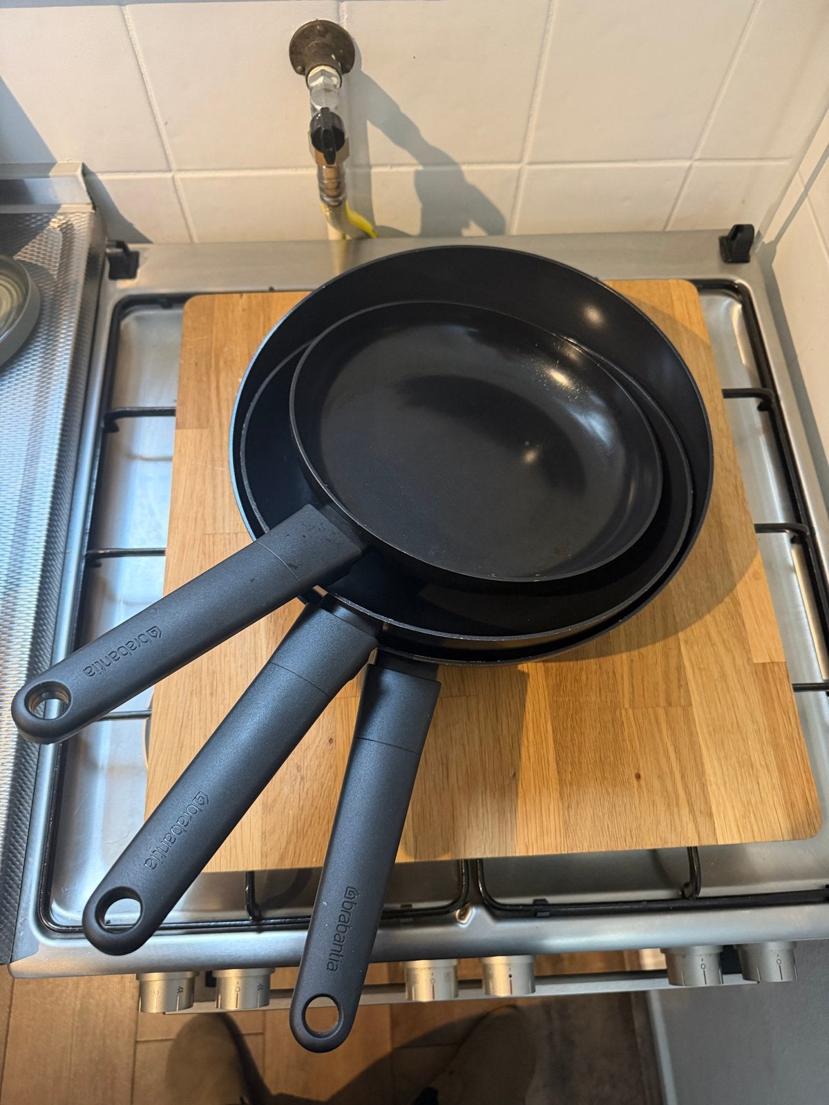 Brabantia Wok- en Koekenpannen Set - 3 stuks, Gebruikt, Antiaanbaklaag, Ophalen of Verzenden, Overige materialen