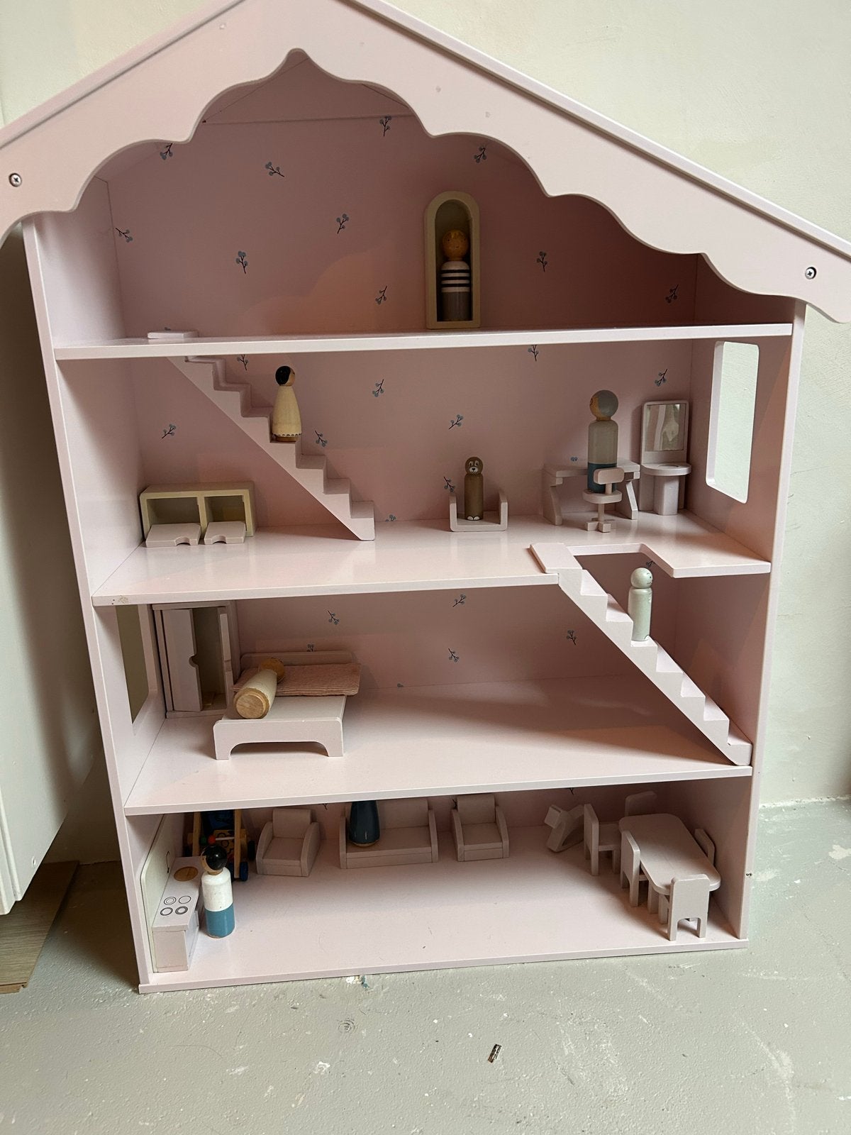 Petite Amelie Poppenhuis Roze met Blauwe Bloemen, Kinderen en Baby's, Ophalen, Gebruikt, Poppenhuis