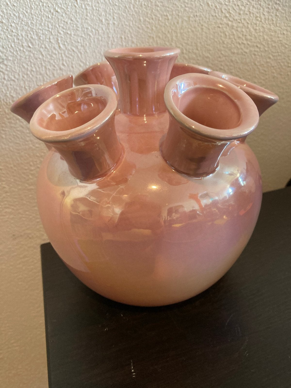Iriserende Roze Tulpenvaas 16cm met 7 Gaten, Ophalen of Verzenden