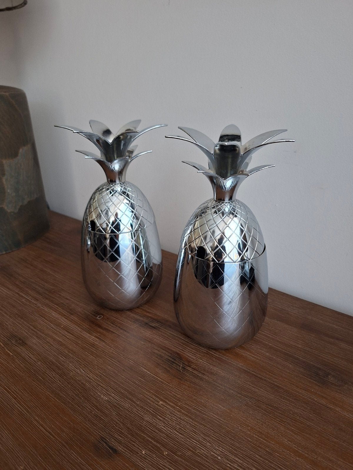2x Ananas Cocktail Glazen RVS - Zilverkleurig, Overige typen, Zilver, Ophalen of Verzenden, Zo goed als nieuw