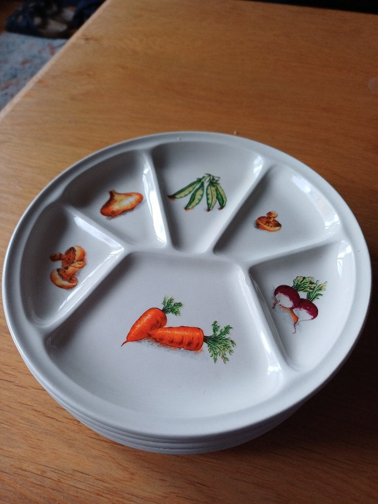 4 Retro Barbeque Gourmet Fondue Bordjes, Huis en Inrichting, Keuken | Servies, Ophalen of Verzenden, Overige stijlen, Bord(en)