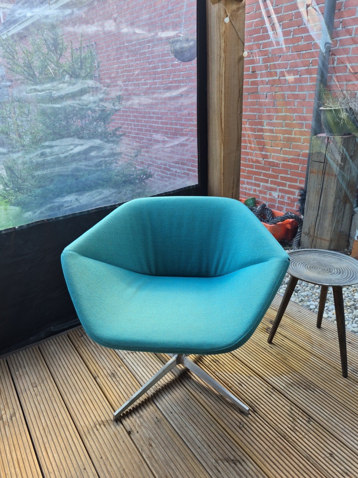 Montis Ella Draaifauteuil Chroom Voet - Blauw (optioneel ook, Ophalen, Zo goed als nieuw, Metaal, Modern Design