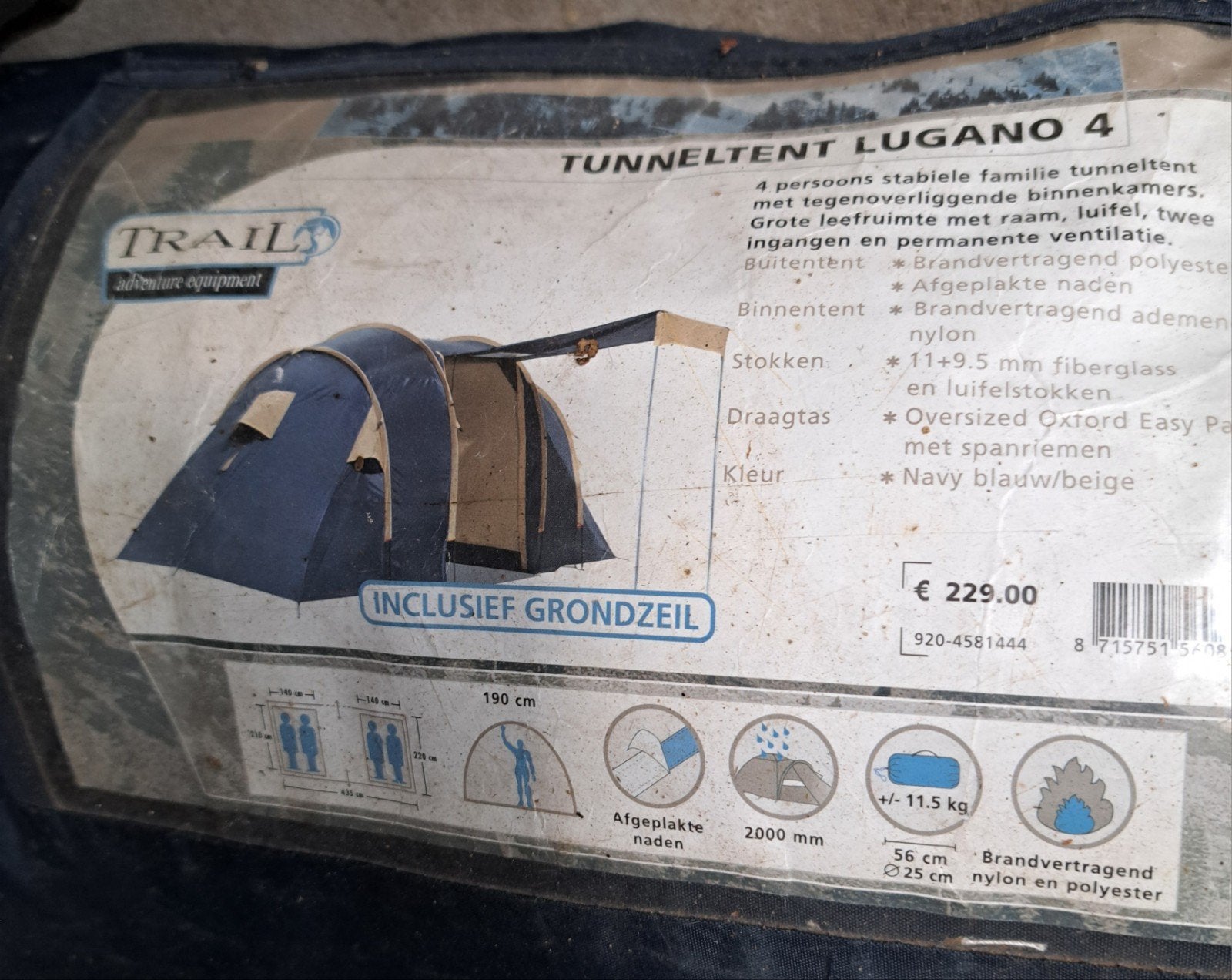 Tunneltent Lugano 4, Ophalen, Gebruikt, Tot en met 4