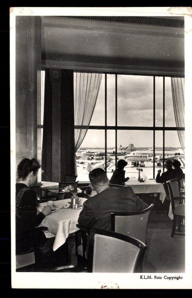 Amsterdam, Luchthaven Schiphol, Venster op Wereldluchtvaart, Verzamelen, Ophalen of Verzenden, 1940 tot 1960, Ongelopen, Noord-Holland