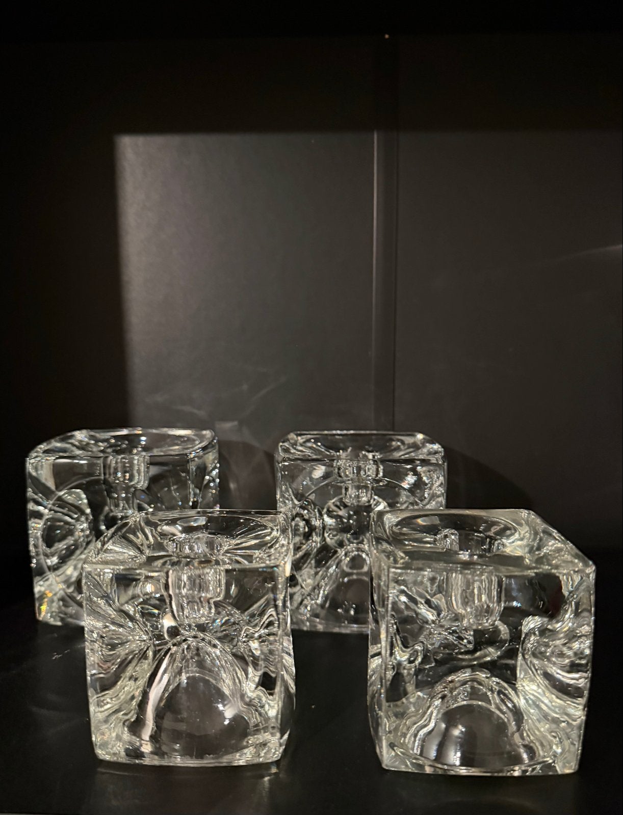 Set van 4 Rudolf Jurnikl glazen kubus kandelaars, Verzenden