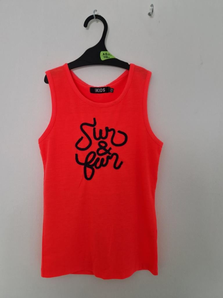 Neon oranje IKIDS tanktop 'Surf & Fun' maat 134/140, Kinderen en Baby's, Kinderkleding | Maat 128, IKIDS, Meisje, Nieuw, Ophalen of Verzenden