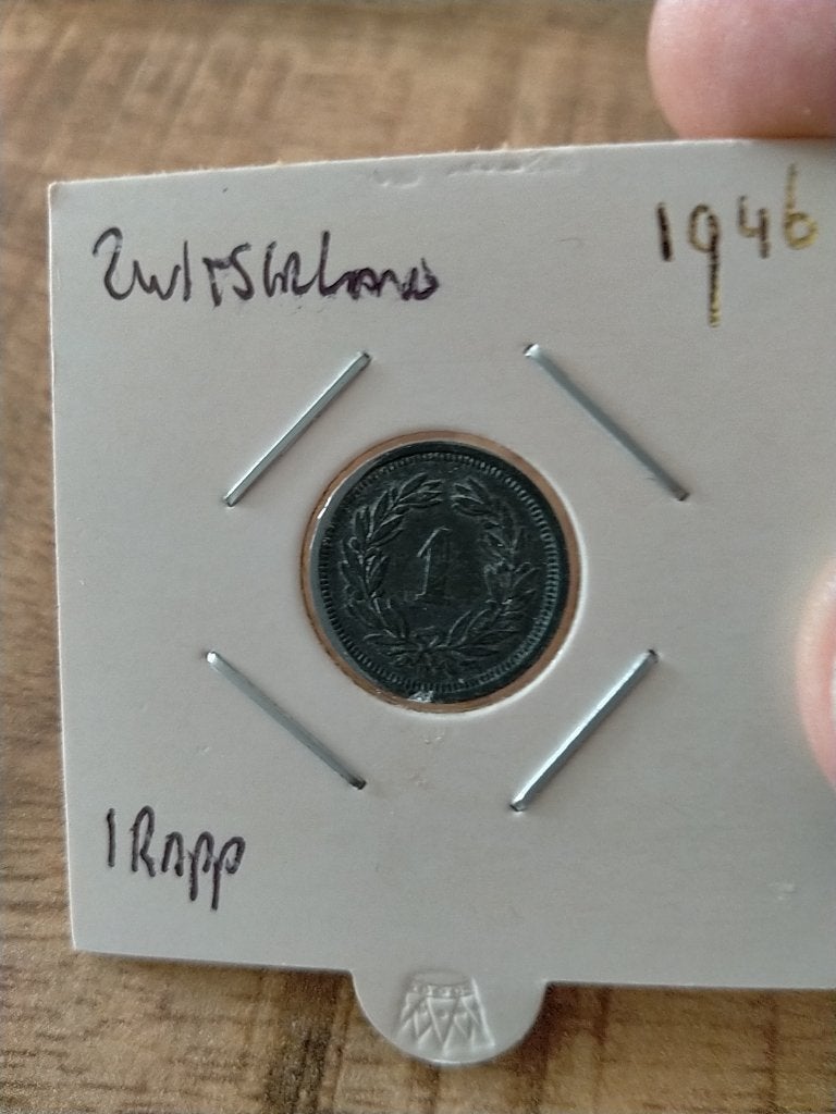 Zwitserland 1 Rappen 1946, Postzegels en Munten, Munten | Europa | Niet-Euromunten, Verzenden, Overige landen, Losse munt