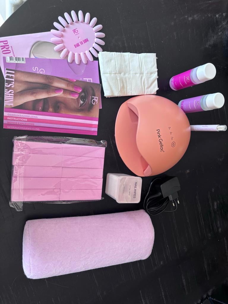 Complete Pink Gellak set met 10 kleuren en accessoires, Ophalen, Zo goed als nieuw, Handen en Nagels, Make-up