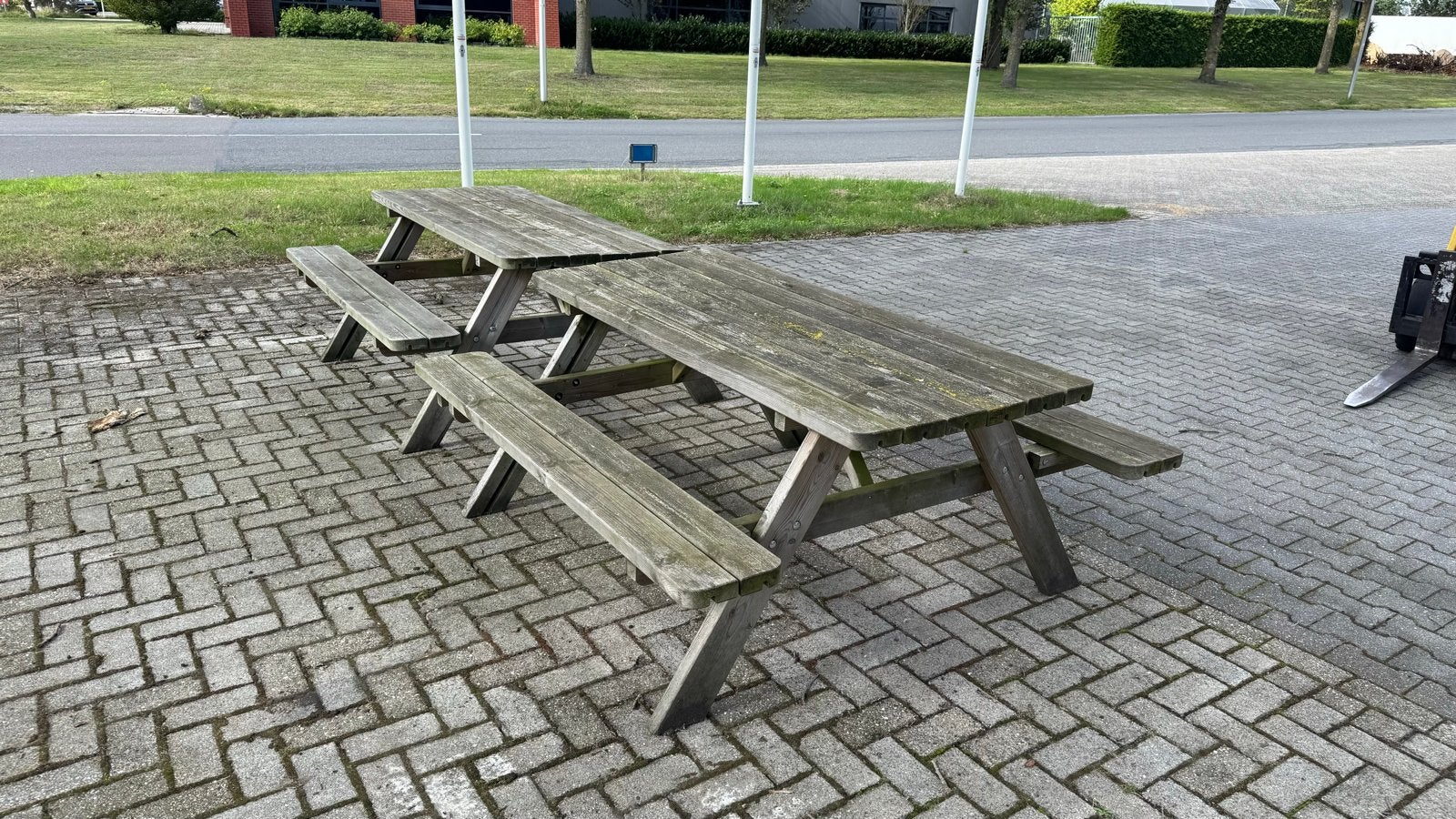 Houten picknicktafels - Set van 2, Ophalen, Gebruikt, Rechthoekig, Hout