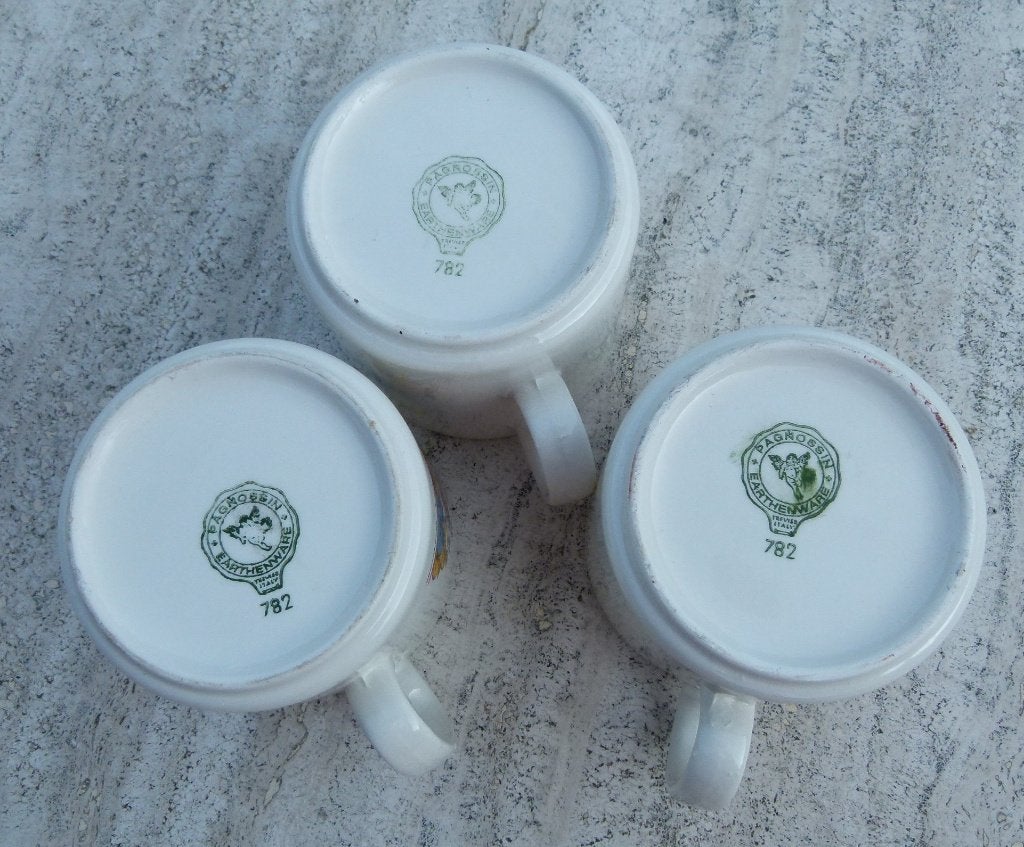 3 Super Vintage Walt Disney Mokken Pagnossin Treviso Italy, Overige merken, Vintage, Nieuw, Aardewerk