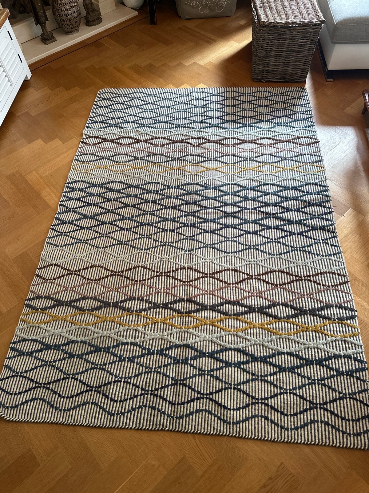 Ikea Alrum vloerkleed - wollen vloerkleed/veelkleurig tapijt, Huis en Inrichting, Stoffering | Tapijten en Kleden, Ophalen, Gebruikt