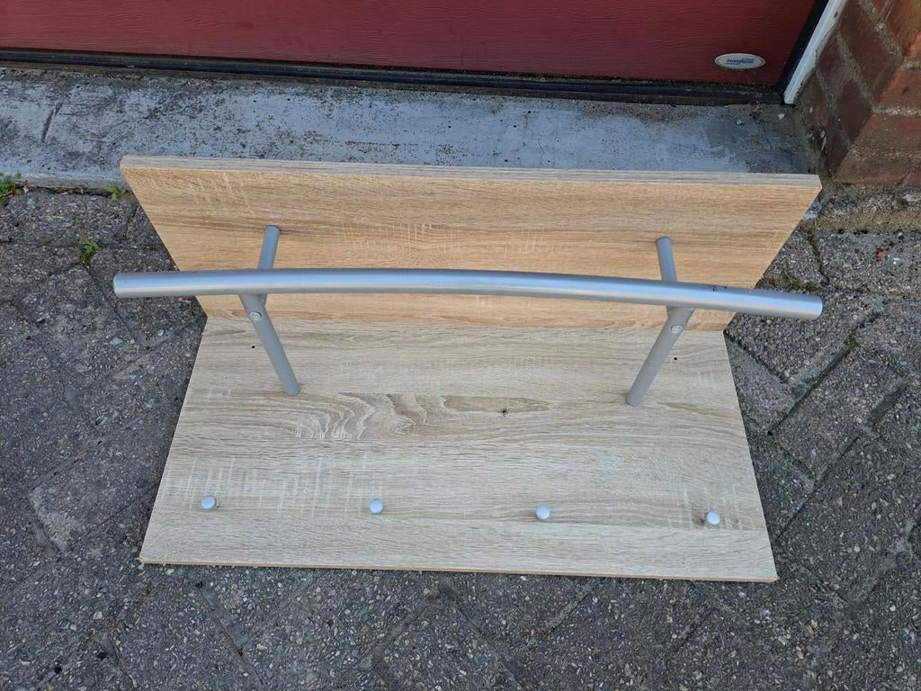 Kapstok met 4 haken en roede., Huis en Inrichting, Woonaccessoires | Kapstokken, Gebruikt, Minder dan 100 cm, Hout, Ophalen