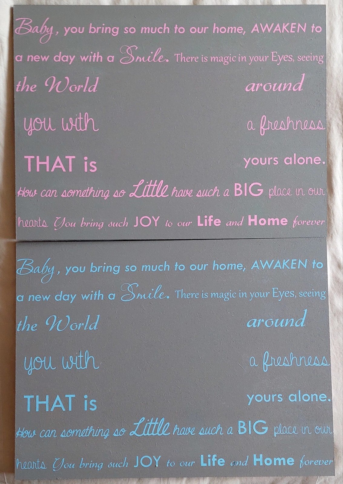 tekstbord baby met ruimte voor foto - Roze en Blauw, Ophalen of Verzenden, Zo goed als nieuw