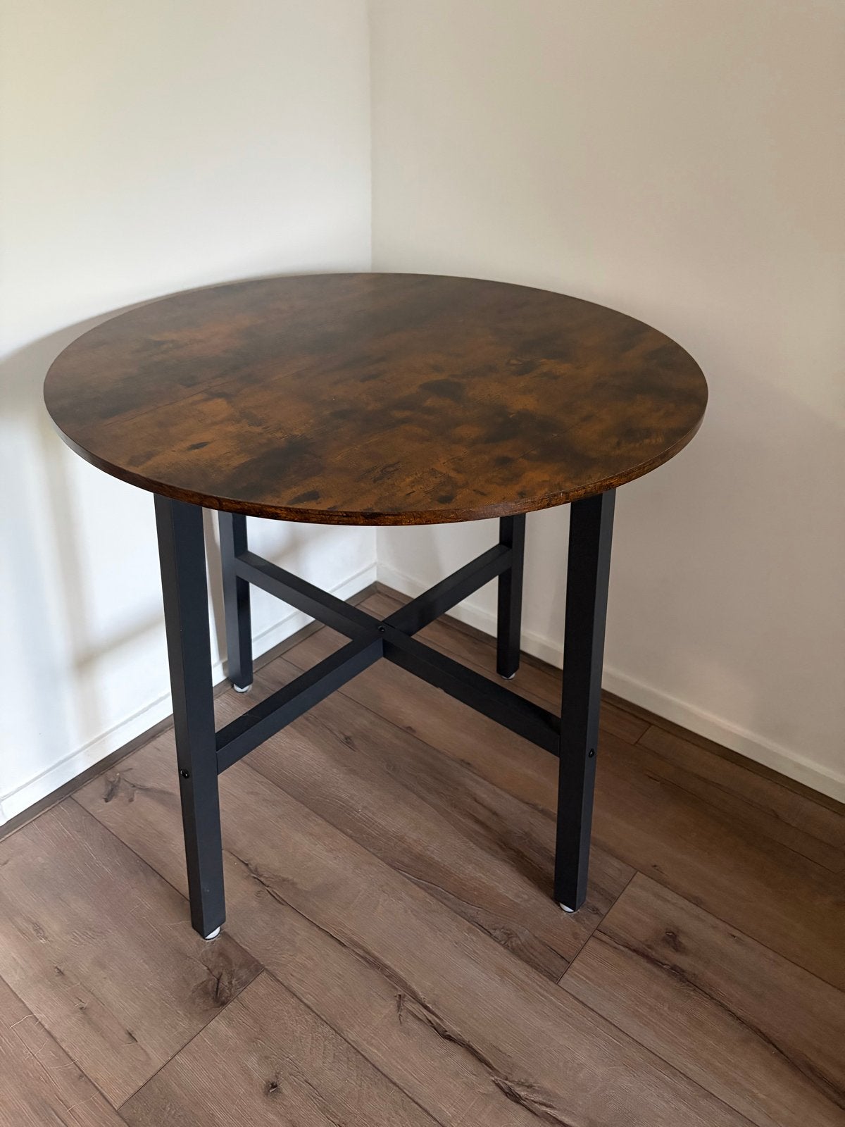 Hoppa! Ronde Eettafel / Keukentafel - Bruin/Zwart, Ophalen, Rond, Tot twee personen, 50 tot 100 cm