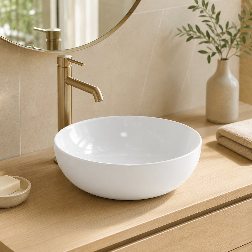 Bellanti Torino ronde opbouwwaskom 40 cm wit–nieuw, Ophalen, Nieuw, Steen, Wastafel