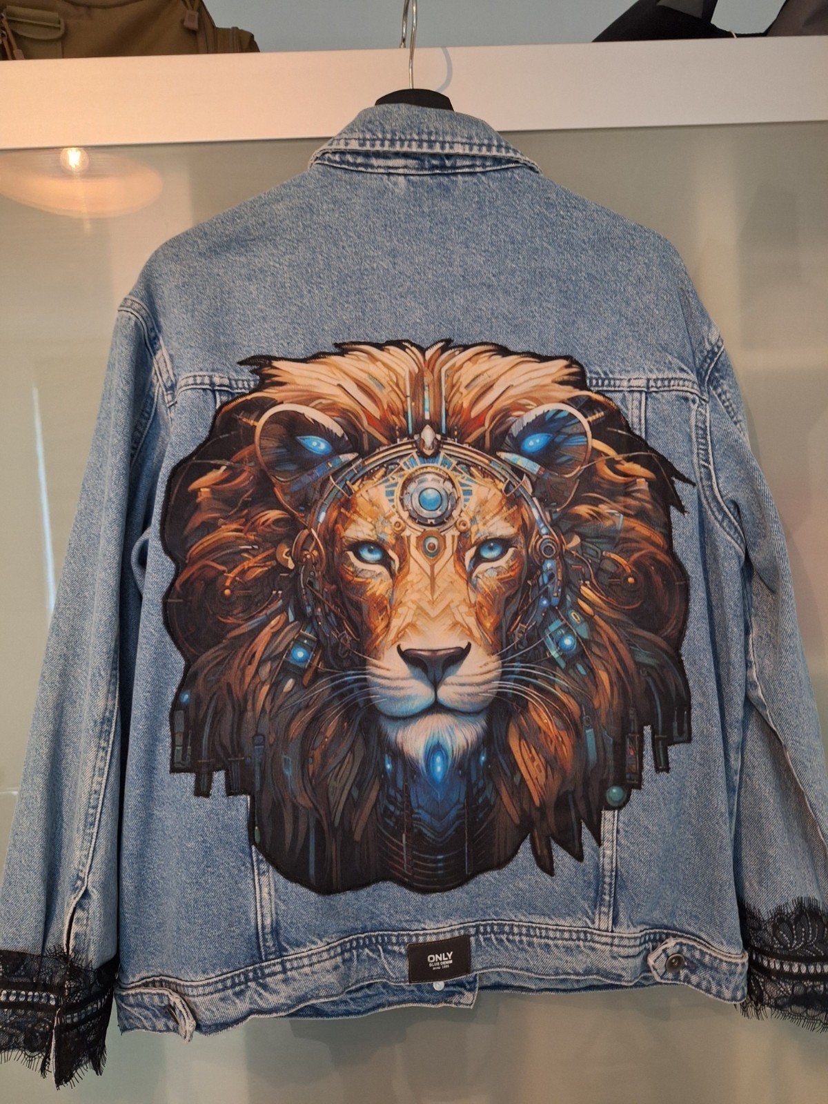 Costum made spijkerjasje L/XL zie maten!, Ophalen of Verzenden, Zo goed als nieuw, Maat 46/48 (XL) of groter, Blauw