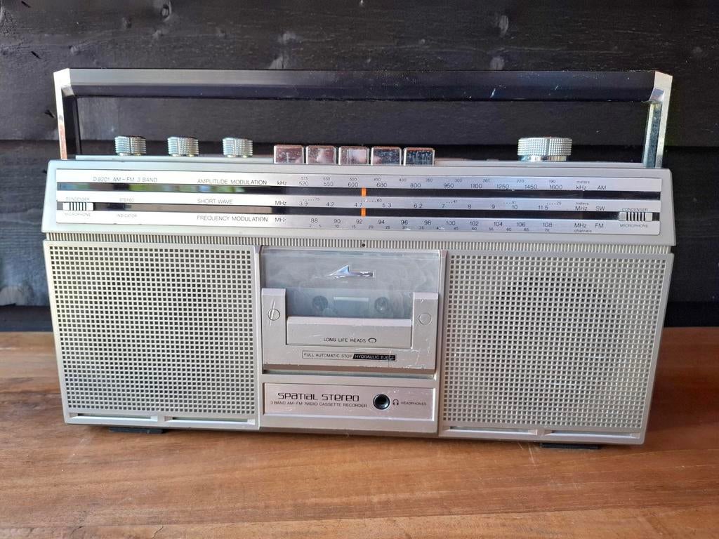 VINTAGE "PHILIPS " D8201 DRAAG BARE RADIO cassettespeler, Ophalen of Verzenden, Gebruikt, Radio