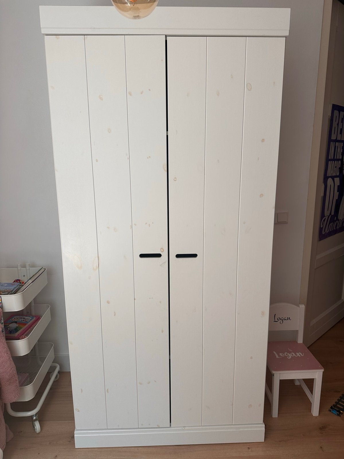 Witte kledingkast met hang- en leggedeelte, Huis en Inrichting, Kasten | Kledingkasten, Ophalen, Gebruikt, 50 tot 100 cm, 150 tot 200 cm