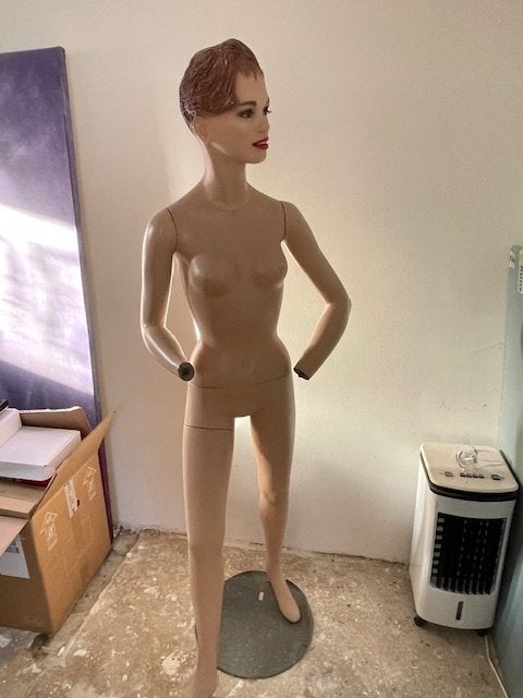 Vintage kleinere etalagepop. Jonge vrouw. Aad Verboom., Ophalen