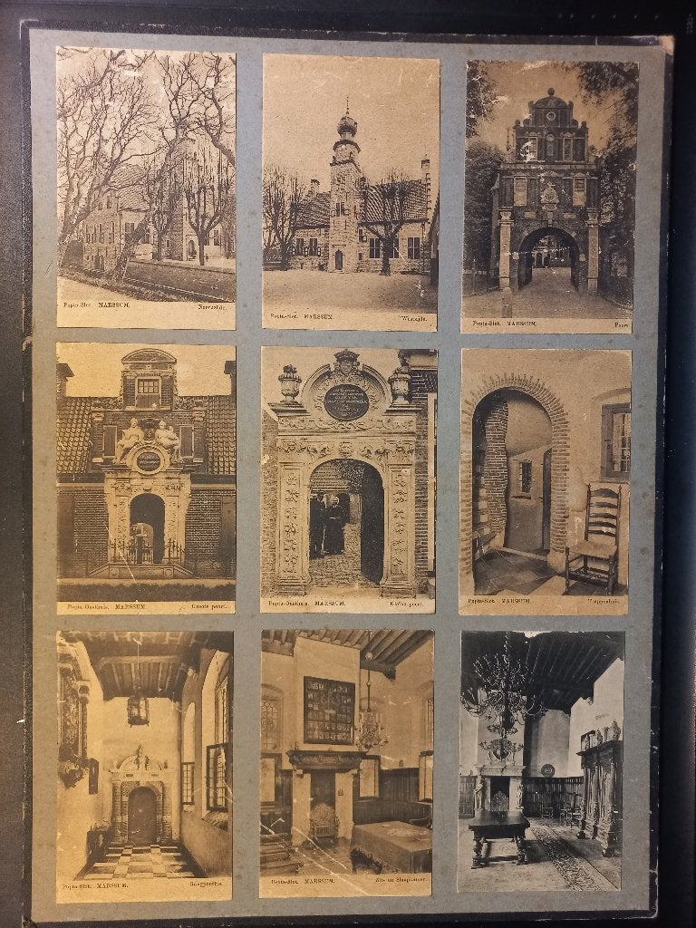 Marsum: 9 prentbriefkaarten op karton, Ophalen of Verzenden, Voor 1920, Ongelopen, Gebouw