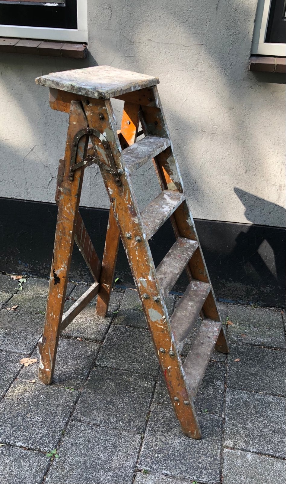 Oude houten schilderstrap, Gebruikt, Trap, Ophalen of Verzenden, Opvouwbaar of Inschuifbaar
