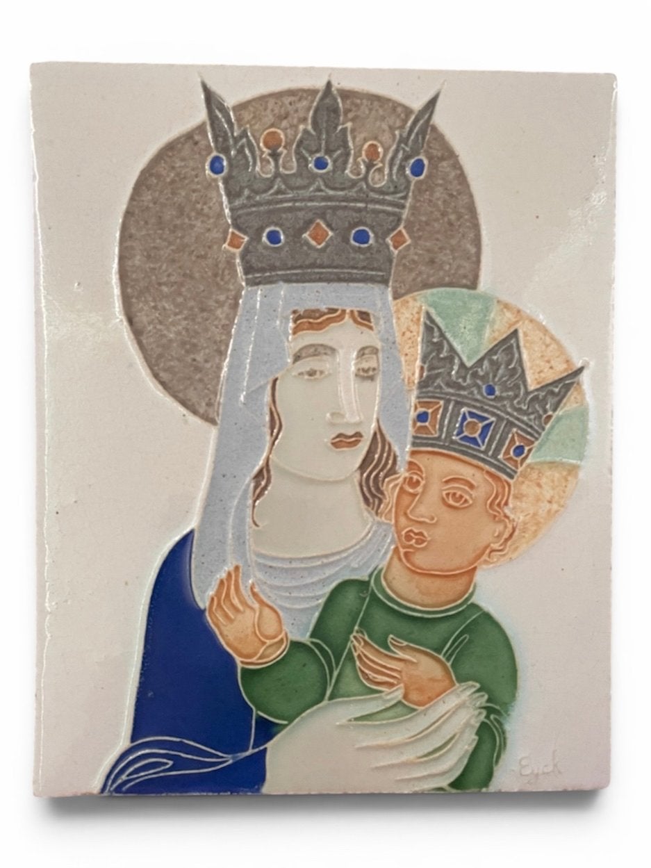 Westraven Cloisonné tegel: Maria met kind, Antiek en Kunst, Ophalen of Verzenden