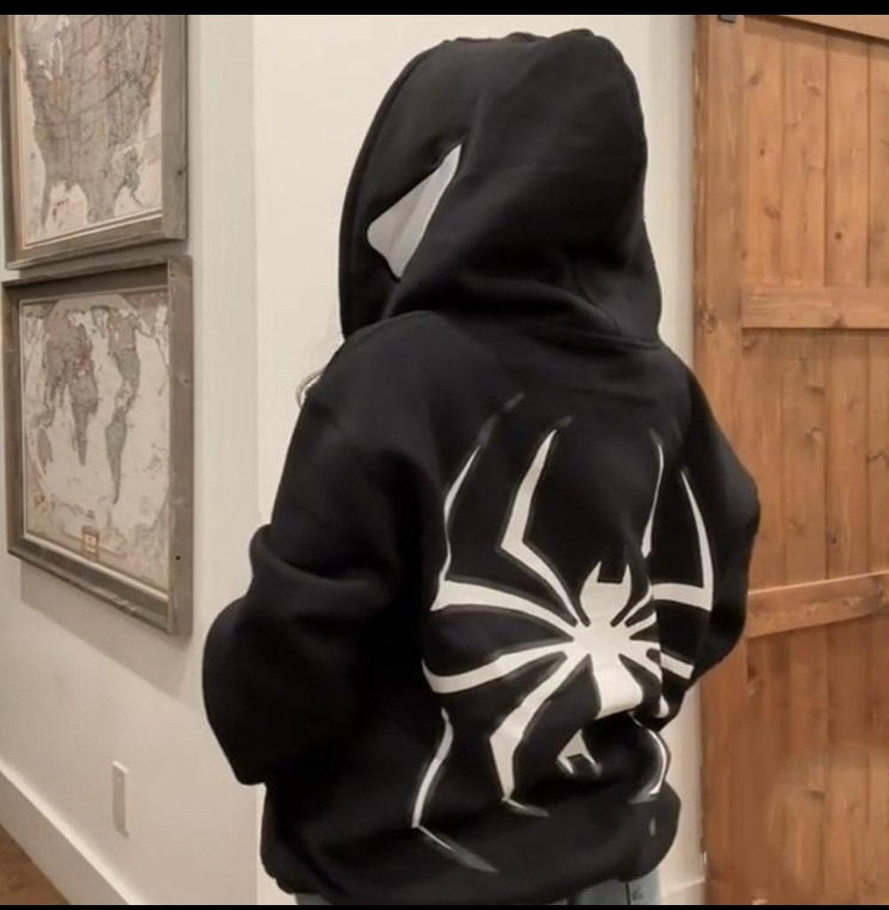 Spiderman vest met capuchon, Ophalen, Nieuw, Maat 48/50 (M), Zwart
