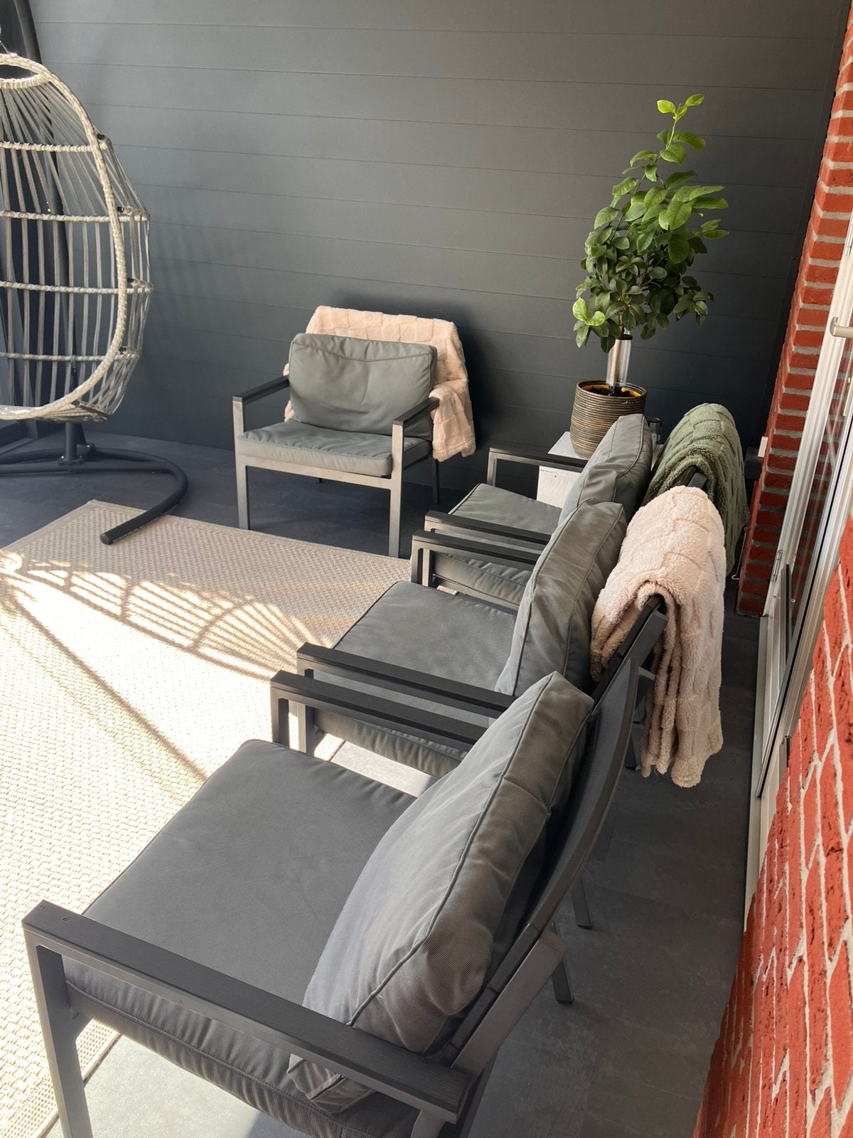 6 polywood lounge stoelen inclusief kussens, Ophalen, Overige materialen