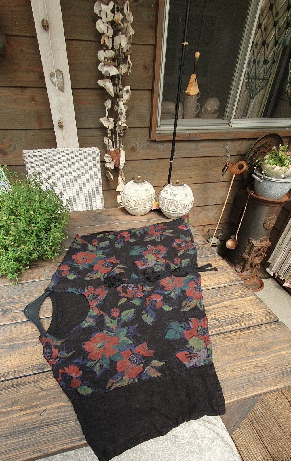 Completo oversite tuniek met bloemenprint en 3D-roosjes, Zwart, Maat 46/48 (XL) of groter, Ophalen of Verzenden, Zo goed als nieuw