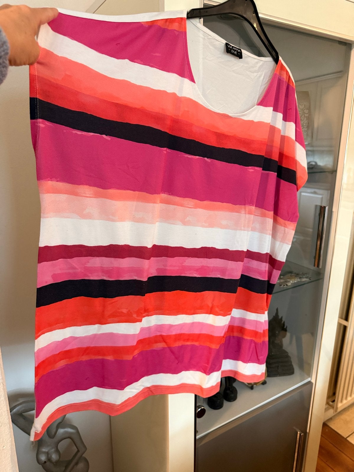 Via Appia Due gestreepte top maat 52, Kleding | Dames, Grote Maten, Ophalen of Verzenden, Zo goed als nieuw, Roze, Blouse of Tuniek