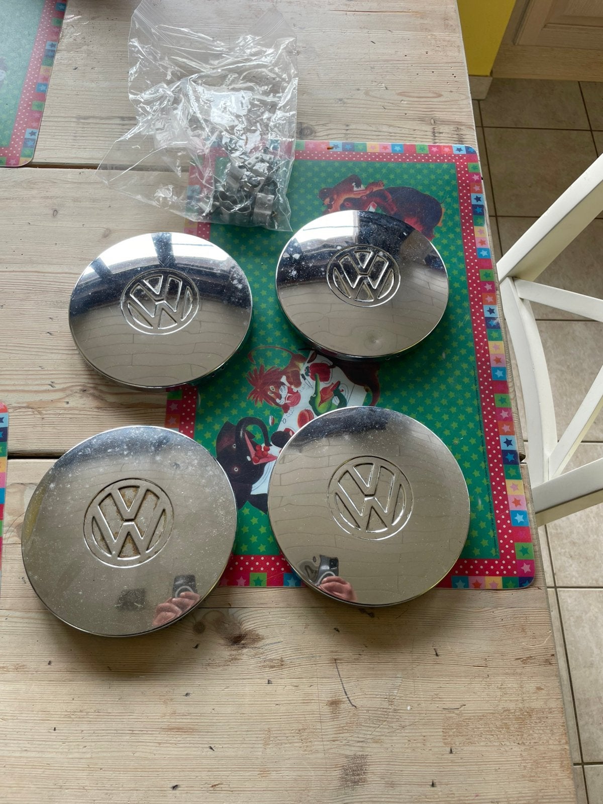 Volkswagen golf 1 Chrome sierdeksels eerste type goede staat, Auto diversen, Wieldoppen, Ophalen