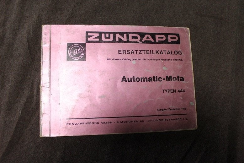 Zündapp typ 444 1975 mofa ersatzteil katalog, Ophalen of Verzenden, Gebruikt