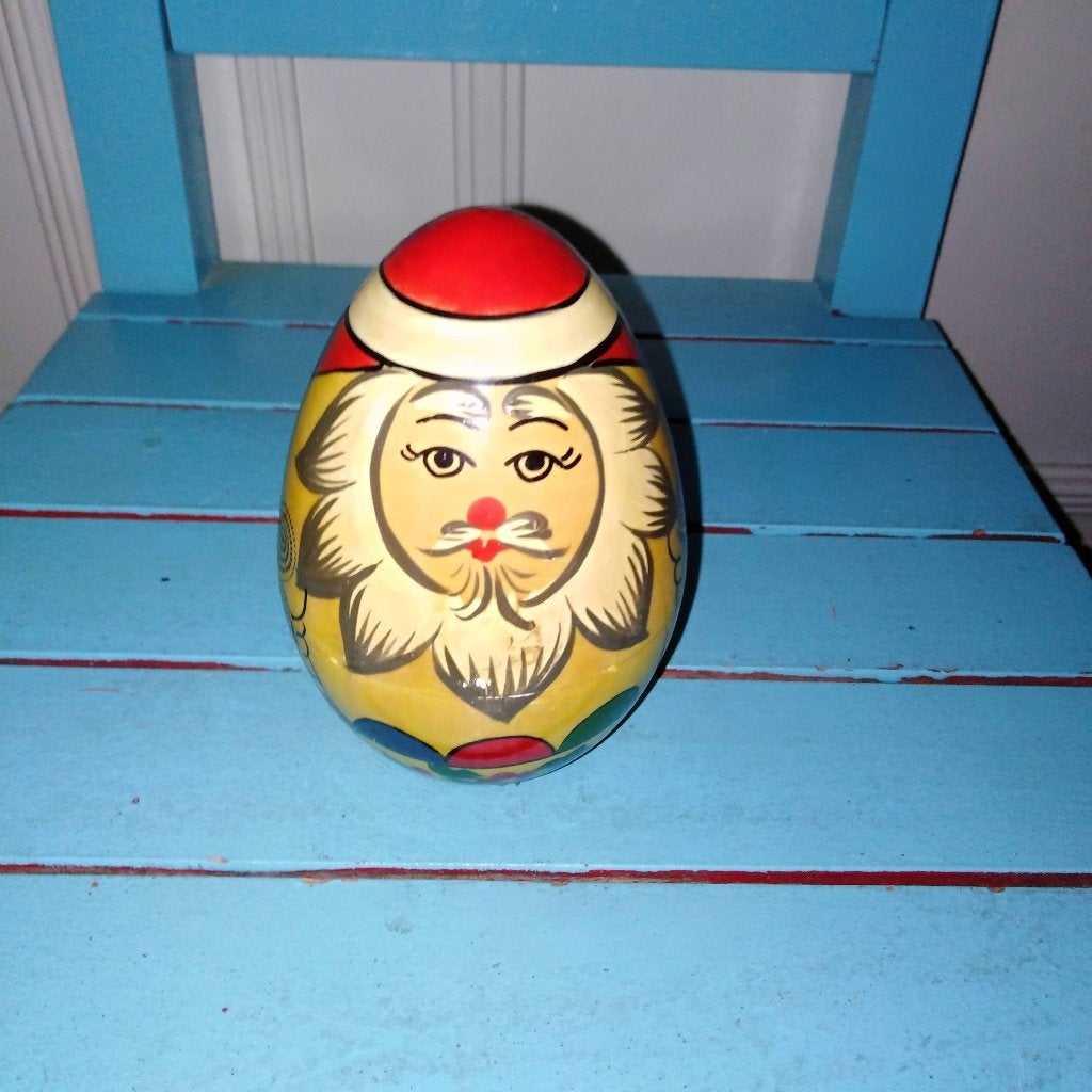 Handgeschilderde houten Russische kerstman-eivorn matroesjka, Ophalen, Gebruikt