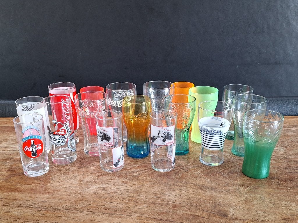 lot 54st vintage Coca Cola verzamel-glazen collectors items, Ophalen, Zo goed als nieuw, Gebruiksvoorwerp